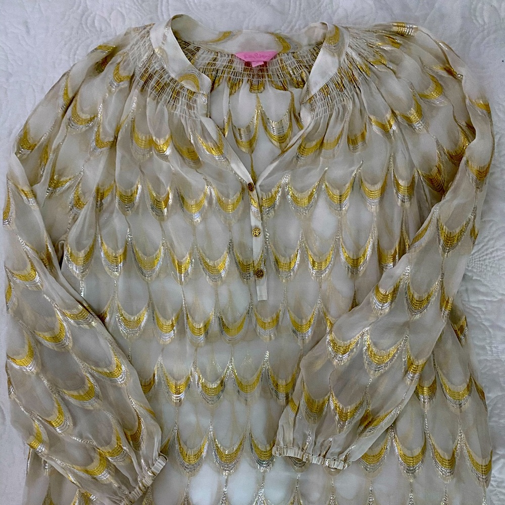 Lilly Pulitzer metallic silk shirt